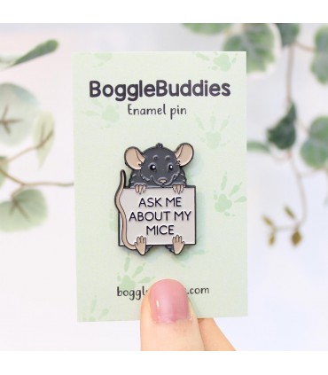 SECONDS SALE 'Ask me about my mice' enamel pin
