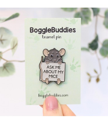 SECONDS SALE 'Ask me about my mice' enamel pin