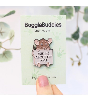 SECONDS SALE 'Ask me about my mice' enamel pin