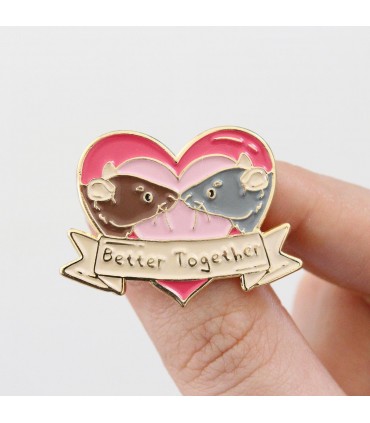 'Better together' enamel rat pin