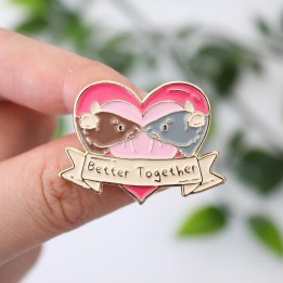 'Better together' enamel rat pin