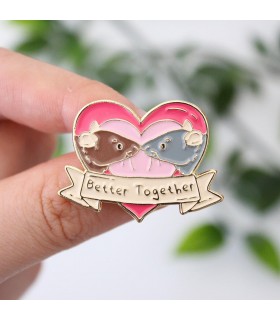 'Better together' enamel rat pin