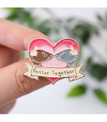 'Better together' enamel rat pin