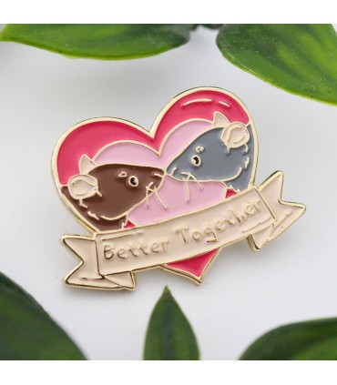 'Better together' enamel rat pin