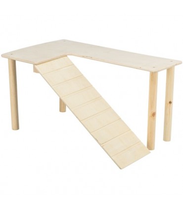Wooden platform with ramp